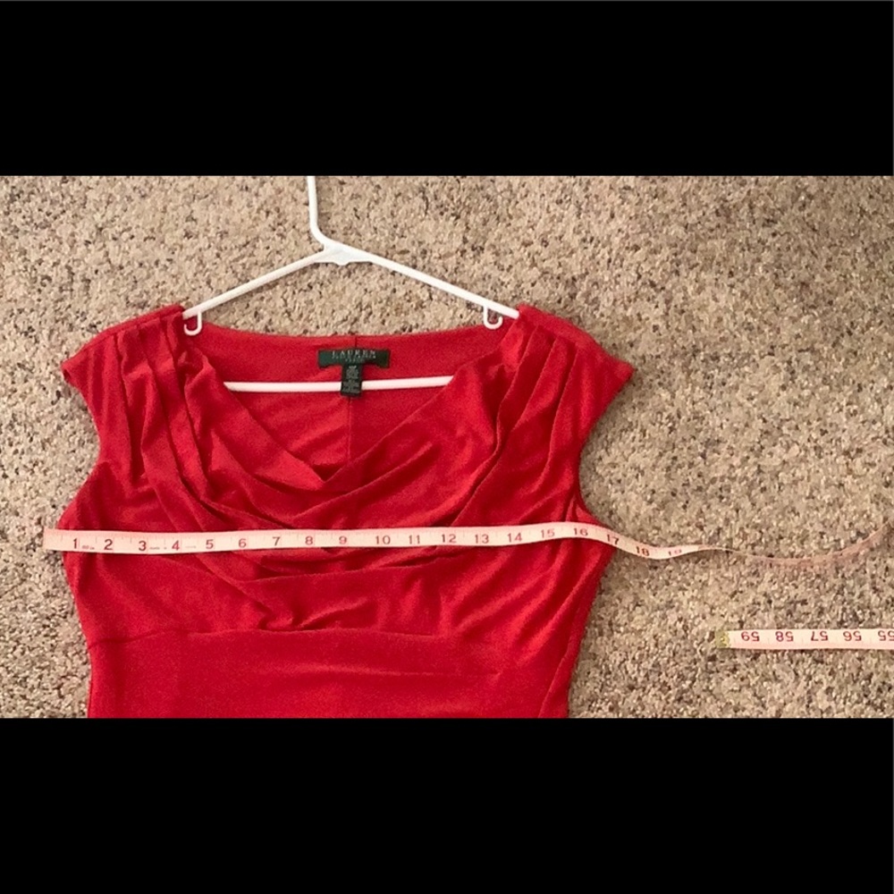Ralph Lauren Drape Neck Size 10P Red Dress - Picture 8 of 9